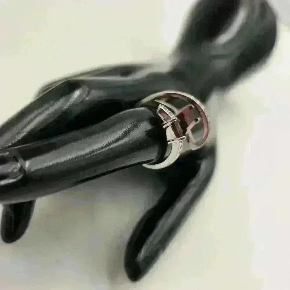 Unique Design Ruby & White Topaz 925 Sterling Silver Fashion Ring‎ Size 8 - Picture 5 of 11